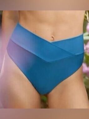 aerie Teal High-Waist Cheeky Bikini Bottoms